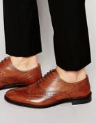 Asos Oxford Brogue Shoes In Tan Leather - Tan