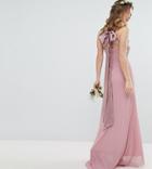 Tfnc Petite Bow Back Pleated Maxi Bridesmaid Dress - Pink
