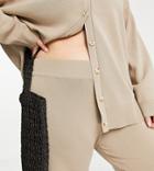 Pretty Lavish Curve Knitted Flared Pants In Taupe - Part Of A Set-neutral