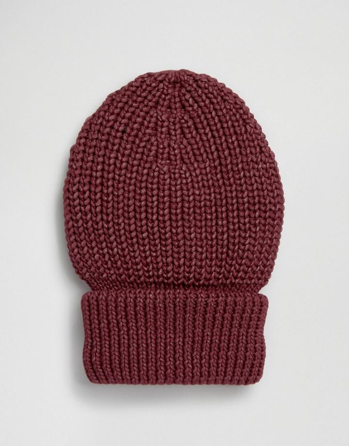Hat Attack Chunky Rib Cuff Beanie Hat - Red