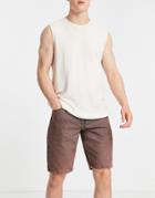 Asos Design Dad Fit Denim Shorts In Acid Wash-brown