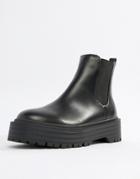 Public Desire Amerika Chunky Flat Chelsea Boots - Black