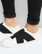 Asos Sneakers In White With Cross Over Black Elastic - White