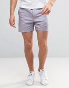 Asos Slim Shorter Chino Shorts In Lilac - Purple
