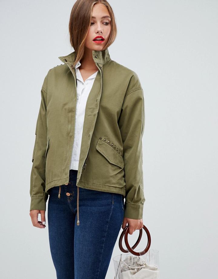 Jdy Jojo Stud Bomber Jacket - Green