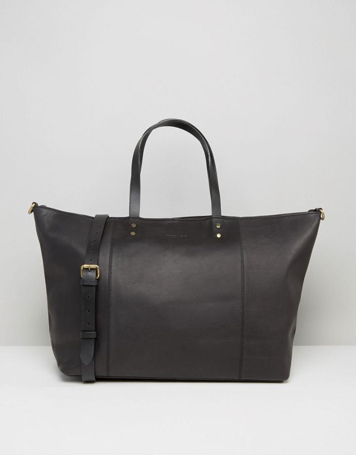 Forbes & Lewis Leather Teddington Weekend Bag In Black - Black