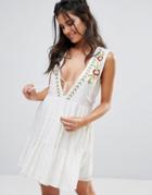 Band Of Gypsies Embroidered Festival Skater Dress - Cream