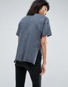 Asos T-shirt With Dip Back - Gray