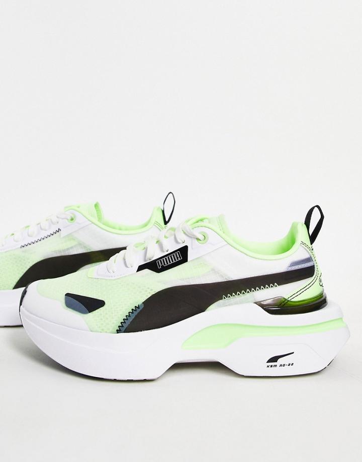 Puma Kosmo Rider Sneakers In White And Green