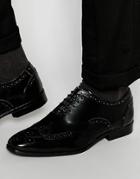 Asos Oxford Brogue Shoes In Black Polish Leather - Black