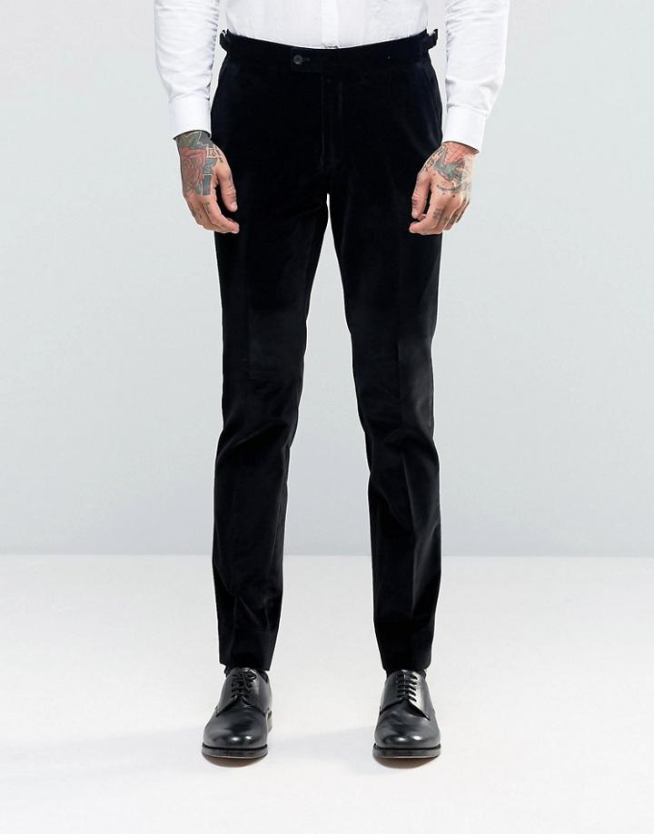Hart Hollywood By Nick Hart Slim Suit Pants In Velvet - Black