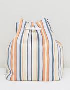 Asos Jumbo Jet Lifestyle Printed Stripe Scuba Drawstring Backpack - Multi