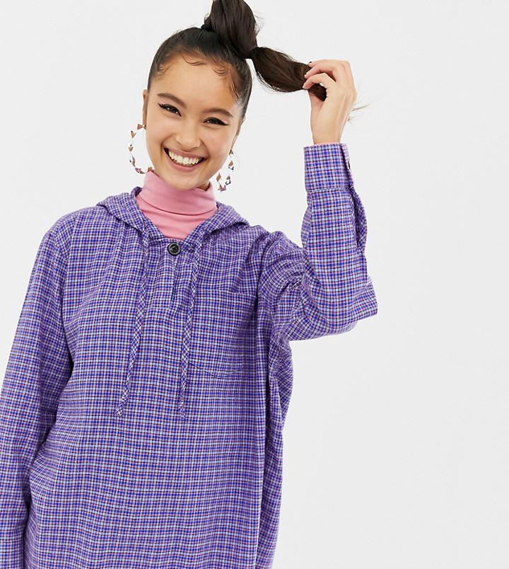 Collusion Check Shirt With Hood - Multi