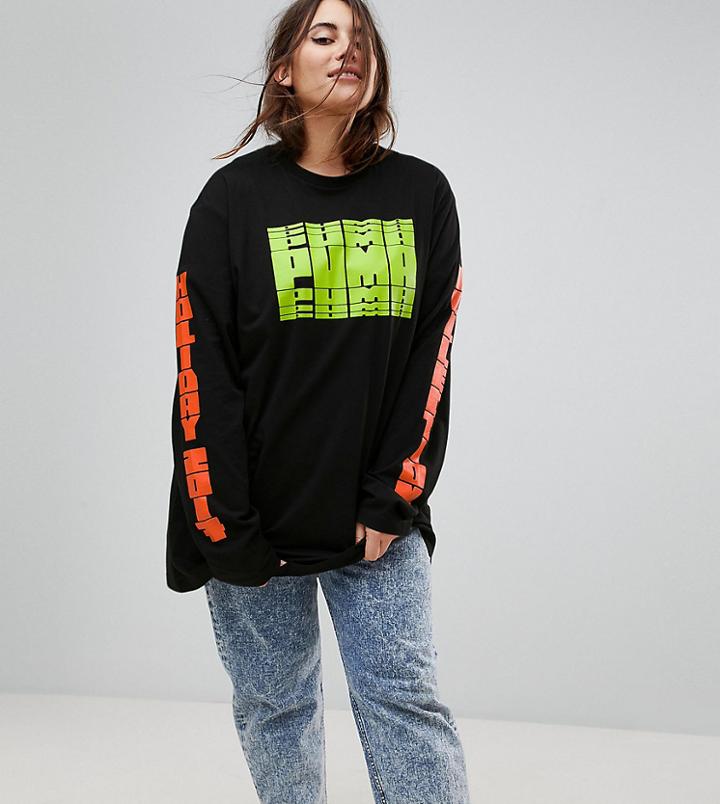 Puma Exclusive To Asos Plus Long Sleeve T-shirt In Black - Black