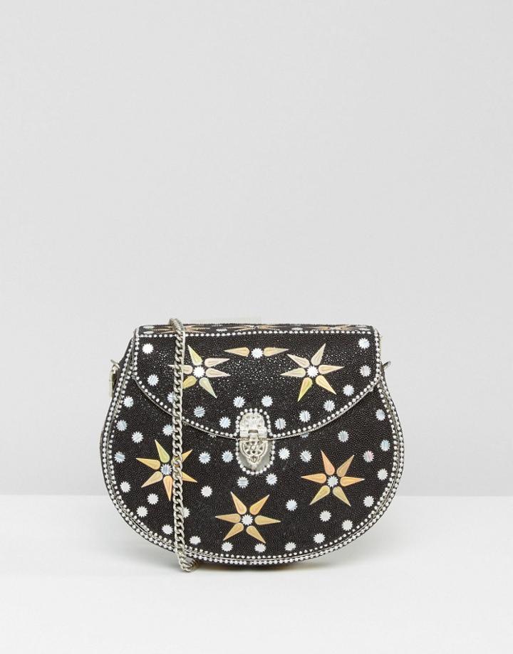 Park Lane Star Embellished Hand Made Bag With Detachable Strap - Black