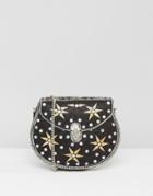 Park Lane Star Embellished Hand Made Bag With Detachable Strap - Black