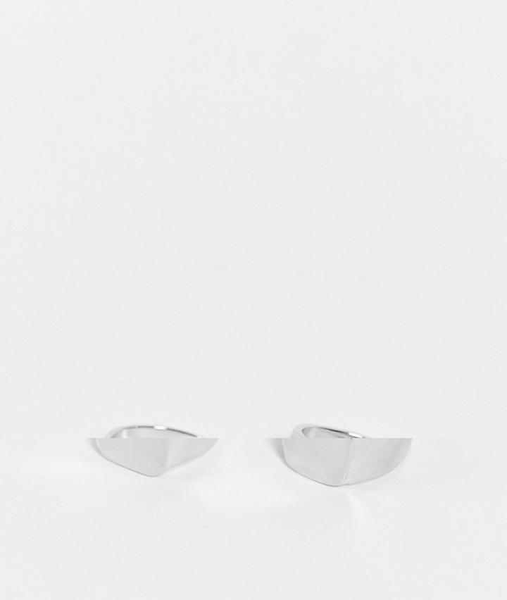 Designb 2 Pack Signet Rings In Silver