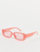 Asos Design Mid Square Sunglasses In Pink