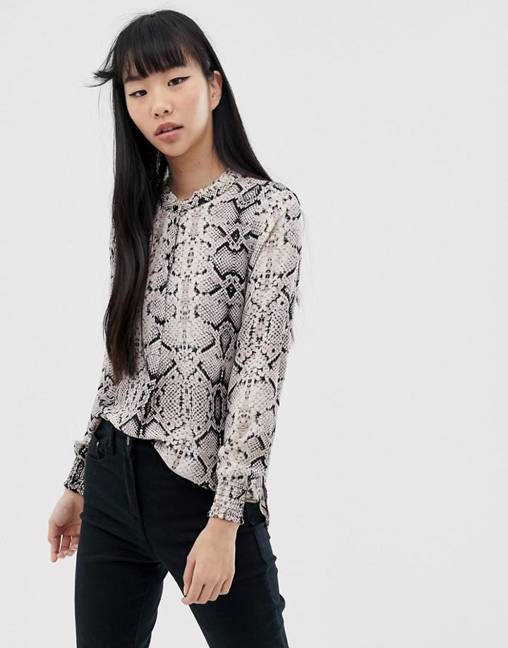 Jdy Snake Smocked Sleeve Shirt - Multi