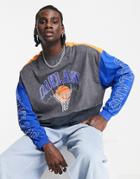 Asos Design Oversized Long Sleeve T-shirt In Washed Black Color Block With Front And Sleeve Print-multi