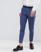 Moss London Skinny Cropped Suit Pants In Blue - Blue