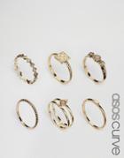Asos Curve Treasure Ring Stack Pack - Antique Gold