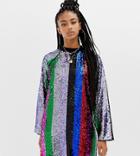 Collusion Rainbow Sequin Mini Dress-multi