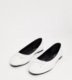 Glamorous Wide Fit Ballet Pump In Off White Lizard
