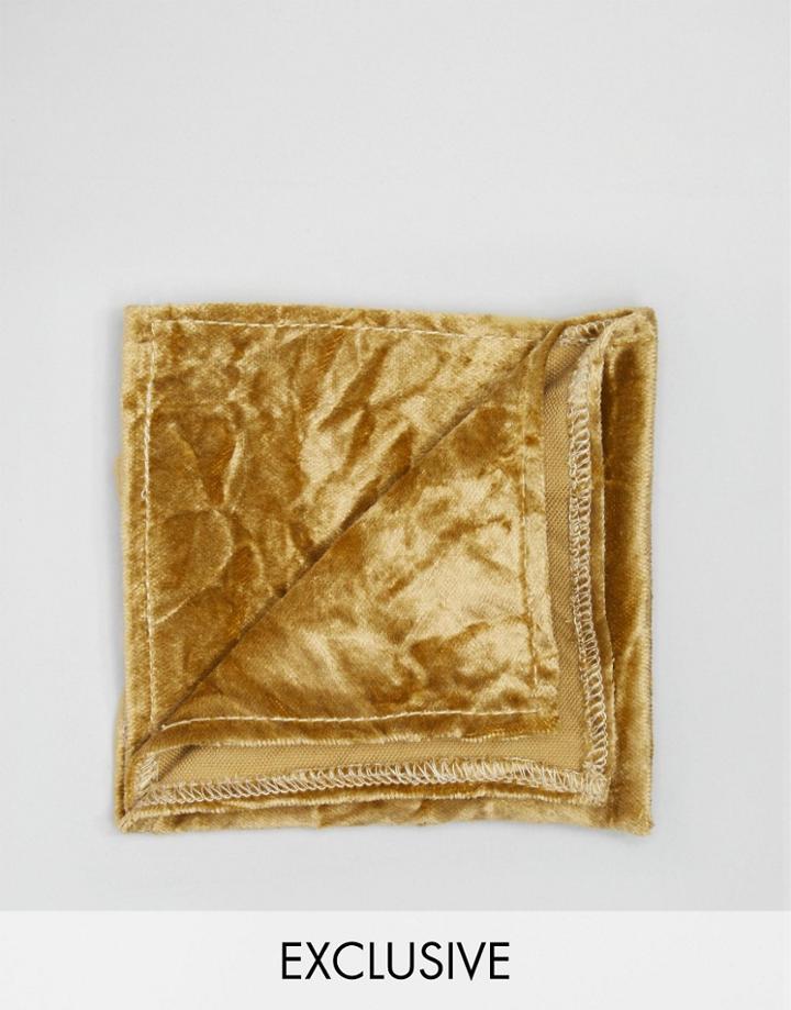 Noose & Monkey Crushed Velvet Pocket Square - Gold