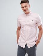Lyle & Scott Button Down Short Sleeve Oxford Shirt In Pale Pink - Pink
