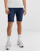 Asos Design Denim Shorts In Skinny Dark Wash-blue