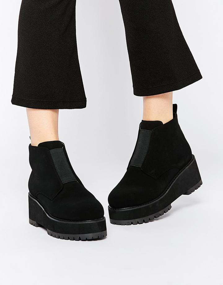 Asos Raffie Ankle Boots - Black Micro