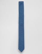 Asos Slim Tie In Chambray With Polka Dots - Blue