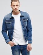 Pepe Rooster Slim Denim Jacket S62 Stretch Mid Wash - Mid Wash