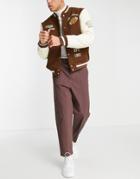 Asos Design Oversized Tapered Chinos With Pin Tuck In Dark Brown