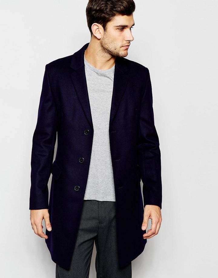 Hugo By Hugo Boss Overcoat - Blue
