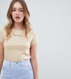 Monki Any Moment Now Logo Tee - Beige