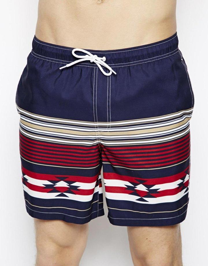 Asos Swim Shorts In Mid Length With Aztec Print
