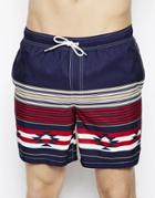 Asos Swim Shorts In Mid Length With Aztec Print