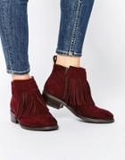 Asos Against The Wind Fringe Ankle Boots - Oxblood