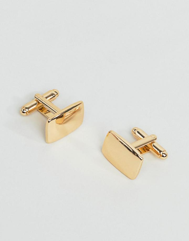 Asos Design Square Cufflinks In Gold - Gold