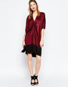 Religion Red Gathered Front Dress - Black Plum