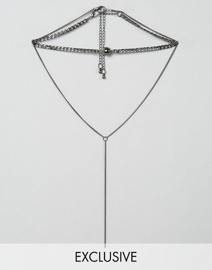Designb London Chain & Y Layering Lariat - Silver