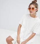 Pull & Bear Organic Cotton T-shirt Dress In White - White