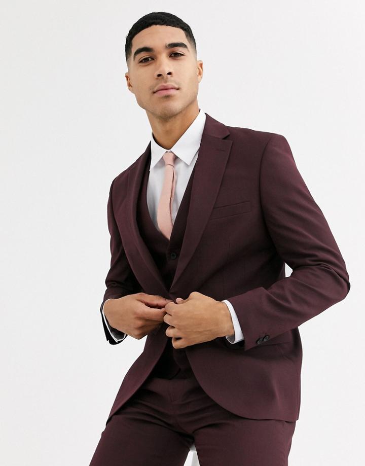 Rudie Plain Skinny Fit Suit Jacket-red