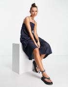 Topshop Tiered Denim Cami Dress In Indigo-blue