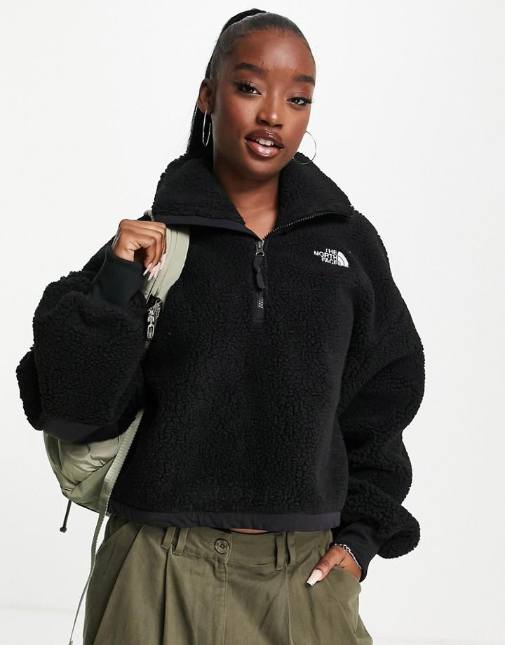 The North Face Platte Sherpa 1/4 Zip Cropped Fleece In Black