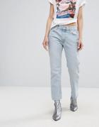 Mango Bleached Straight Leg Jeans - Blue