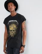 Asos Metallica Oversized T-shirt With Skull Print - Black