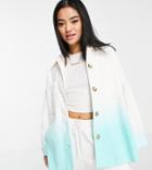 Asos Design Petite Cord Dip Dye Shacket In Blue-blues